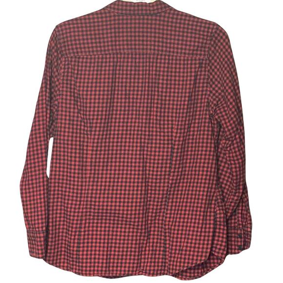 Eddie Bauer flannel shirt red black buttons pockets soft cozy size large - Picture 2 of 4